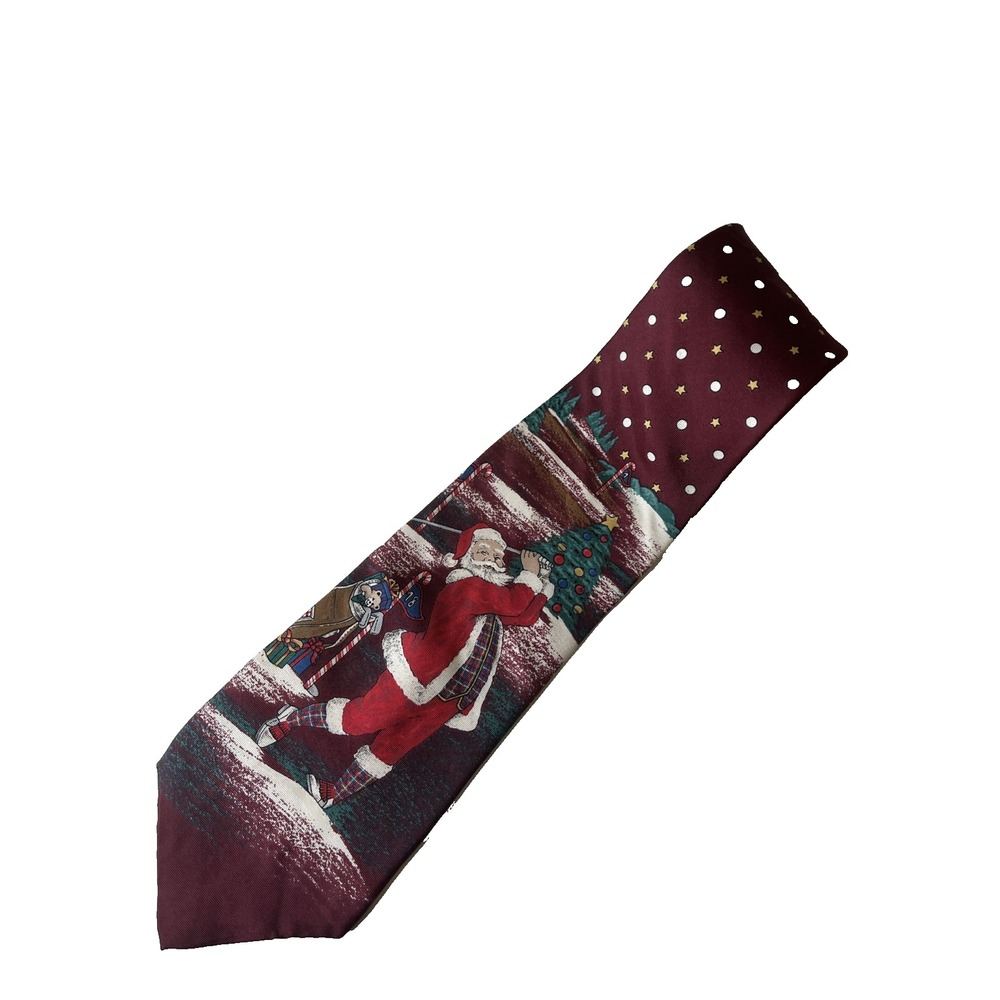 Zylos George Machado 100% Silk Italian‎ Tie Teacher Christmas Santa Clause Golf